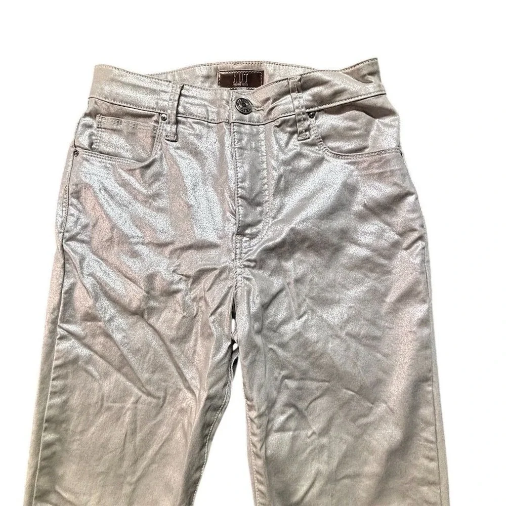 KUT from the‎ Kloth Women's High Rise Silver Metallic Skinny Jeans 2